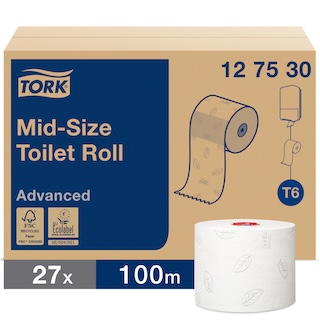 Toalettpapper Tork Mid-size Advanced 2-lag T6, 27rl/fp
