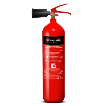 En röd 2 kg koldioxidsläckare.