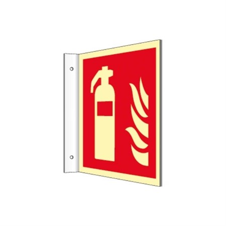 Flaggskylt brandsläckare 20x20 cm, aluminium