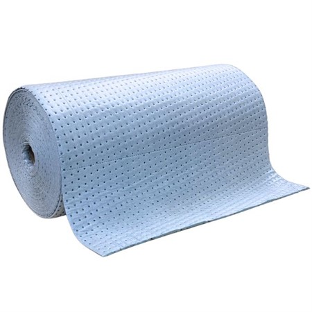 En blå rulle som ligger ner och är lite utrullad.