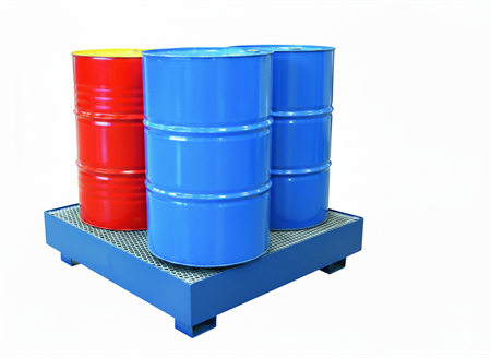 Miljöskyddspall för 4 fat stående öppen, 380L