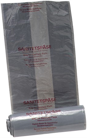 Sanitetspåse 320 x 400 mm grå m tryck, 1000rl/kart